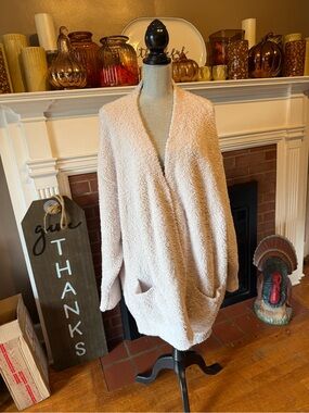 Barefoot Dreams Cozy Open-Front Cardigan Sweater in Light Pink